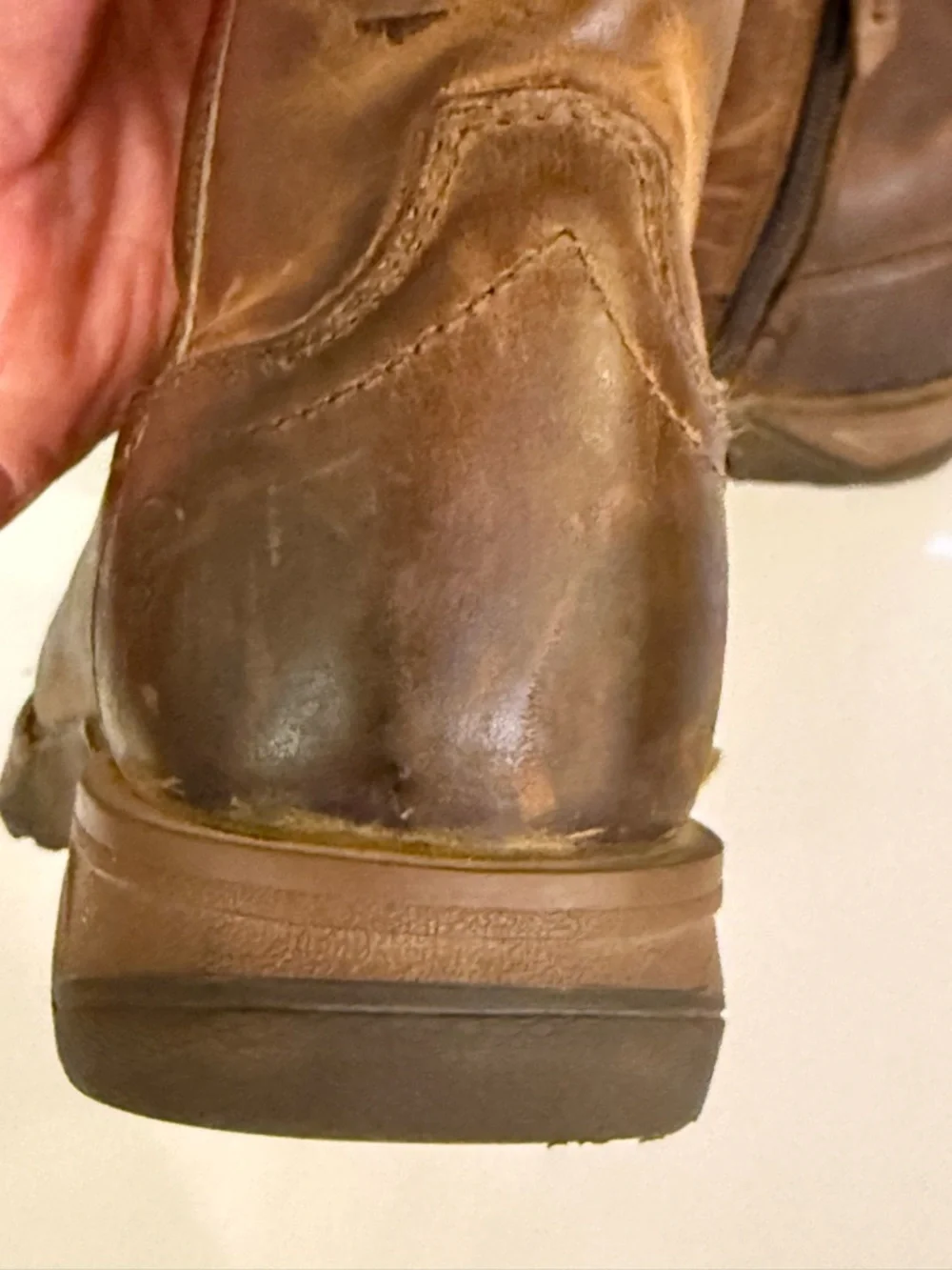 Ariat Brown Leather Western Pull-On Work Boot Kids size 9